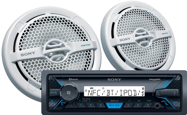 Sony DXSM5511BT Media Receiver + Marine Speaker Bundle - Shark Electronics